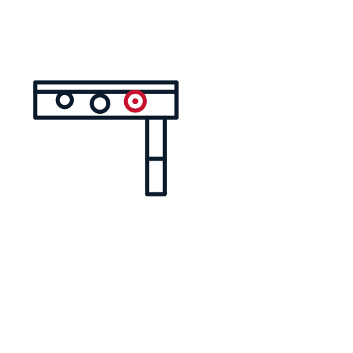 Icon showing dented gutter and downspout from hail damage
