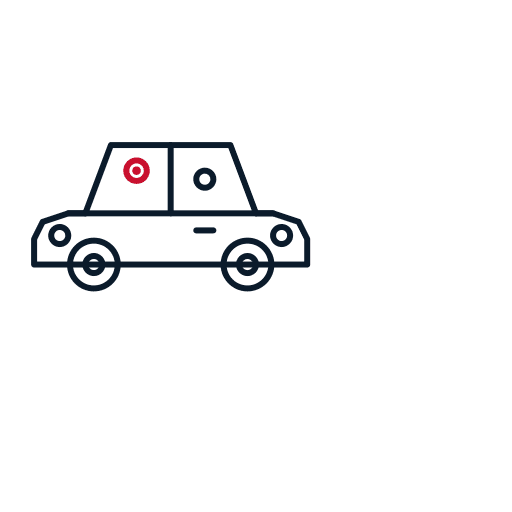 Icon showing hail dents on vehicle hood and roof